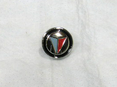 Front parking lens center mldg-round chrome "V" in middle - See part #MR-65ABPMA