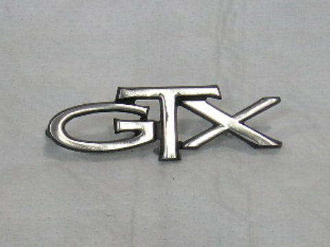 Fender nameplate "GTX". Brushed Satin Finish.  Mounts directly beneath the "Belvedere" nameplate on fender. #2785 518