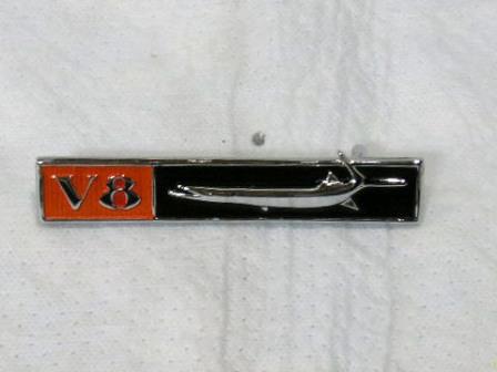 Fender nameplate "V8 - passenger side (with fish)"