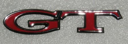 GT front of hood nameplate "GT"