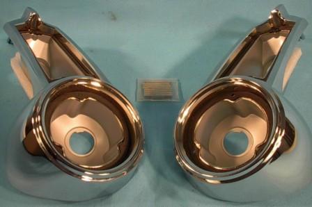 I have 3 PAIRS of FLAWED reproduction tail light bezels that fit 1964-1965 Plymouth Barracuda and 1965 Plymouth Valiant. The flaws on these five pairs of brand new never installed bezels can be due to slight imperfections or wavy-ness in the chrome, or an occasional small scuff in the plating. These pairs are sold WITHOUT the black plastic housing-to-body gaskets, but they do come with the white foam gaskets, the lens gaskets, and new mounting studs. These would be VERY nice parts for cars that are NOT destined for a trophy judged car show field. NO RETURNS OR EXCHANGES on these parts!!!