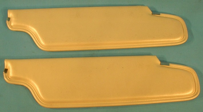 1 pair of CONVERTIBLE sun visors for 1967-1968 Plymouth Barracuda in pearl white, discounted due to being dirty and needing a good cleaning from warehouse shelf storage