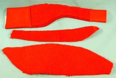 3 piece set of 80-20 loop console side strips in RED for 1966-1970 Dodge and Plymouth B-body cars with 4-speed OR automatic floor shift consoles, discounted due to overstock, these are NOT flawed in any way.