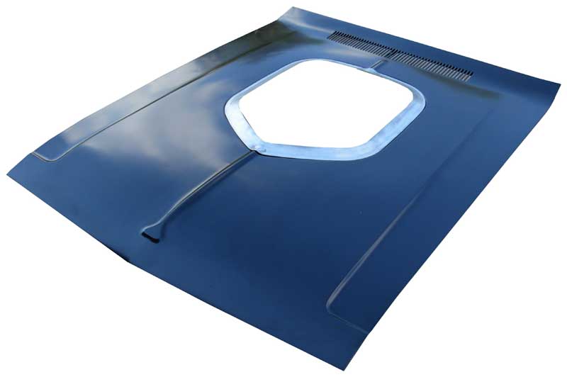 Front Hood Shaker Style. No pre-drilled hood pin holes.  High Quality Stamping - meets or exceeds OEM quality - DP Black