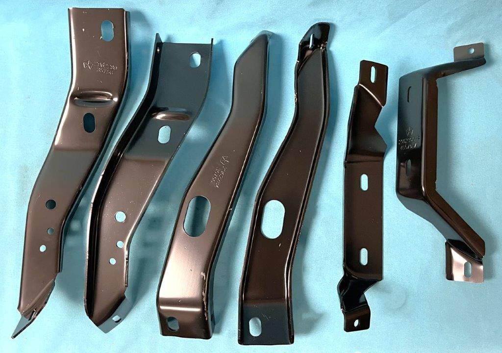 Bumper Bracket Kit, Front and Rear, 6 Pieces in all.