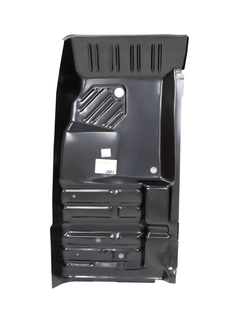 Passenger side floor pan with flange