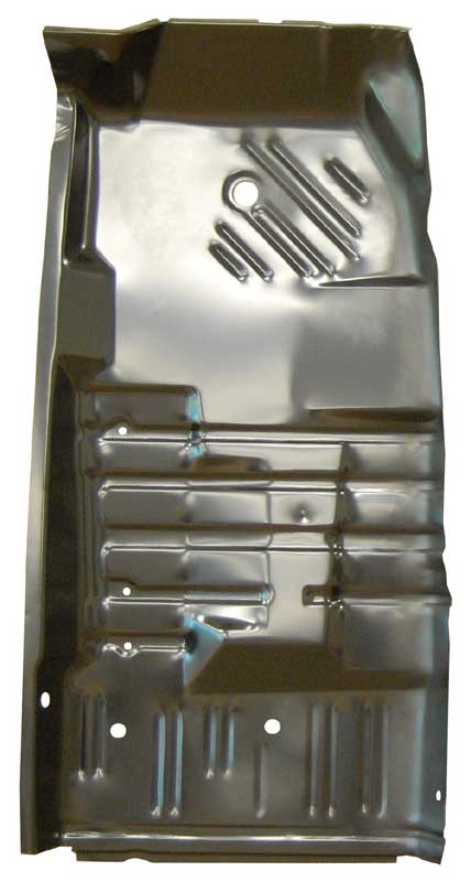 Drivers Side Floor Pan (Full length)  
Feature all the correct contours and depressions.  20-guage metal with natural finish.  Note:  These pans 
fall aprox. 6" short of the back seat rise. .  Truck Freight only !