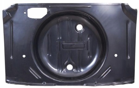 Trunk Floor - High Quality Full trunk floor.  Domestic made versus overseas.  Same size and dimensions as the #IN-M216.  Please note - 1967 models - the spare tire bolt retainer that is provided with this trunk floor is technically not correct for 1967 year. - Discount exempt