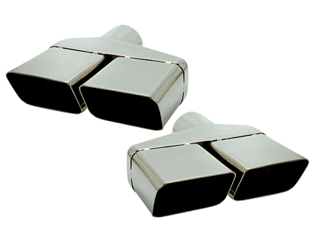 Stainless Tips - (Pair)  Challenger (except T/A).  2-1/2" ID.  These reproductions fit through the rear valance panel - Discount exempt