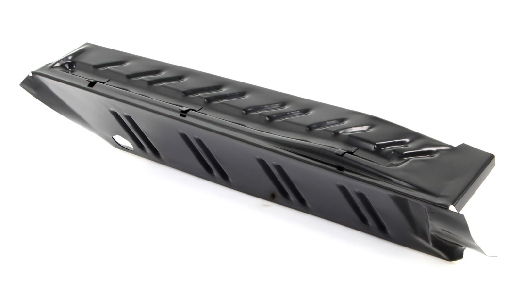 Drivers side trunk floor extension - Complete die formed. Measure 35" long x 5-1/2" wide x 7-1/2" tall.  Includes drain holes.