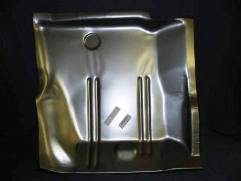 Front Drivers Side Floor Pan - Measures 26-3/4" long  X  27-1/2" wide.
<b>Disclaimer</b> - * These floorpans will fit for these years, but are not exact for any of the years as the reinforcement ridges in the pan from Dodge Versus Plymouth go different ways.  Also the 4 speed cars the edge near the hump will need to be cut and lifted by hand to shape if needing that side wall area where the 4 speed humb is.