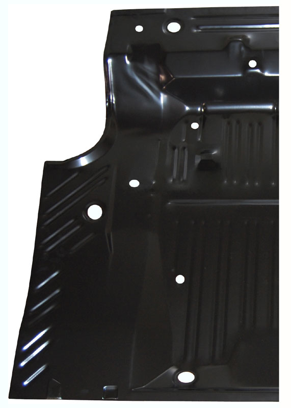 Trunk Floor Pan - Die Formed - Drivers Side. Measure aprox. 31" wide x 51" long.  These are oversized pieces and must be shipped truck freight.