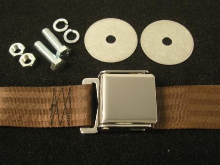Dark Brown Seat Belt (each) (used mainly for the backseat, but can be used for the front as well - front seat had re-coilers - see our section called "Standard Recoiler Lap Belts" for those)