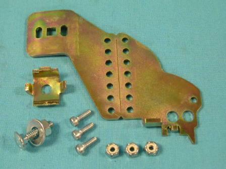 Universal fit Mopar accelerator cable mounting bracket that works with virtually all popular 4-bbl carburetors, including Holley, Carter, Edelbrock, Rochester and Demon/Claw. This bracket works well on most all rear wheel drive Mopar applications that are using (part #BP-3350) our aftermarket torqueflite kickdown cable kit, or on vehicles with manual transmissions, but WILL NOT WORK with stock Mopar kickdown linkage systems.