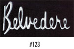 Embroidery Logo's-- This is the <b>Belvedere</b> in script like the fender nameplate in silver