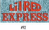 Embroidery Logo - This is just red block style lettering that says "Lil RED" on the top line and "EXPRESS"  on the bottom below the top line