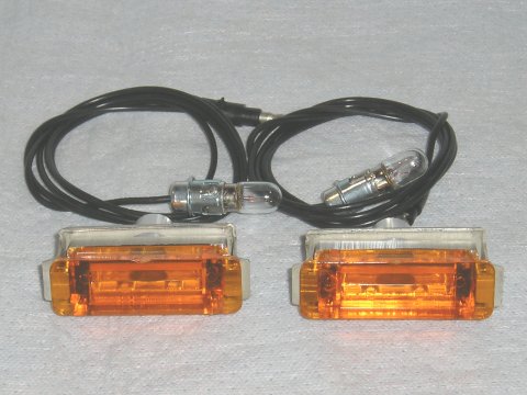 Hood turn signal assemblies (pigtails, lens, and chrome) Pair