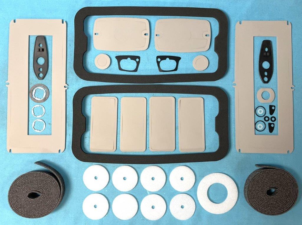 Paint Seal Kit - Parking light, antenna, side marker, drip rail, door handle, door lock, taillight, trunk lock, fuel filler, license plate light, reverse light, bumper bolt (34 pieces)