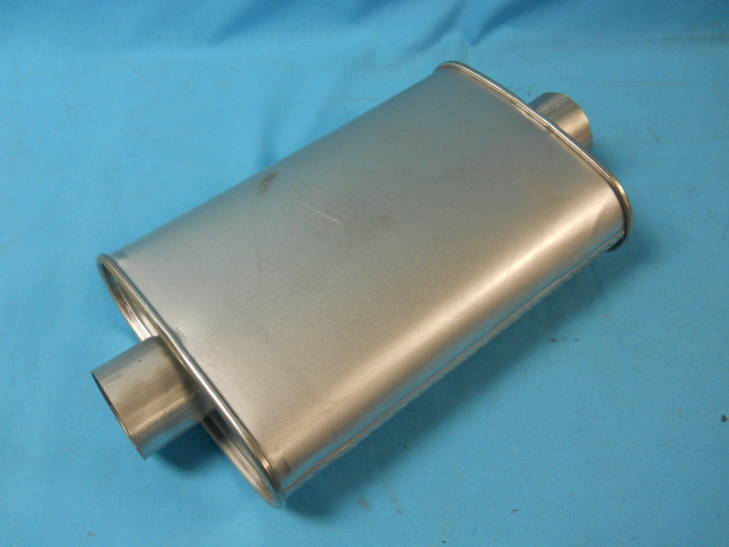 Resonator - Used on all high-performance models with dual exhaust, this oval shaped unit mounted in front of the rear axle. These units fit and sound just like the originals