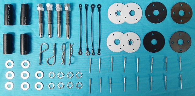 Hood Pin Kits Steel - 4 pin kit with 6" cables   1969 Roadrunner / SuperBee with lift off Fiberglass hood (this is a 4 pin kit for the liftoff hood)