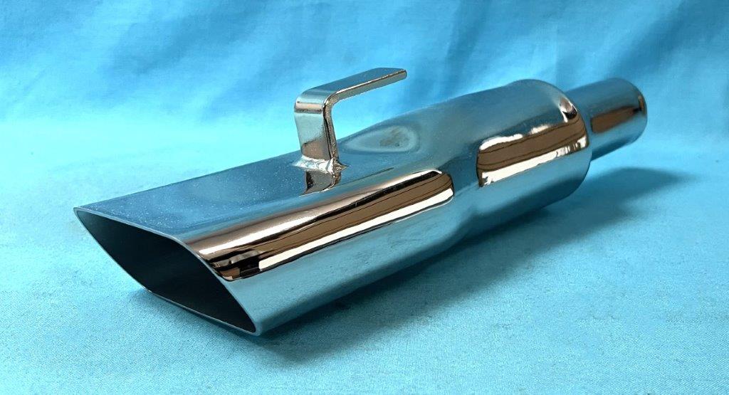Chrome Exhaust Tips - 1-5/8" I.D., These are the closest reproductions available for 1970 Dart models, although they sit a little higher than the originals, it's not noticeable once they're installed.  They will also fit 1971-73 Dart Swinger and Valiant models, although these cars didn't use chrome tips originally.  These are not correct for 1967 models equipped with high-performance single exhaust, or 383 models that used dual exhaust without tips, however they will fit.