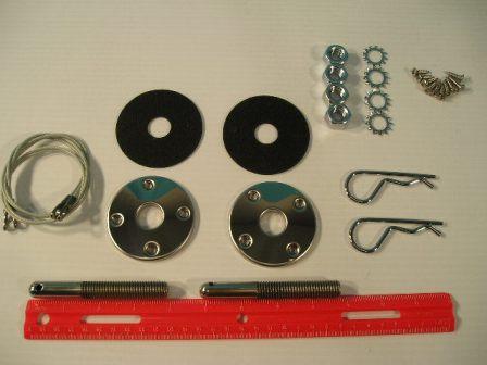 Hood Pin Kit - With 23" cables.  For Steel Hoods.