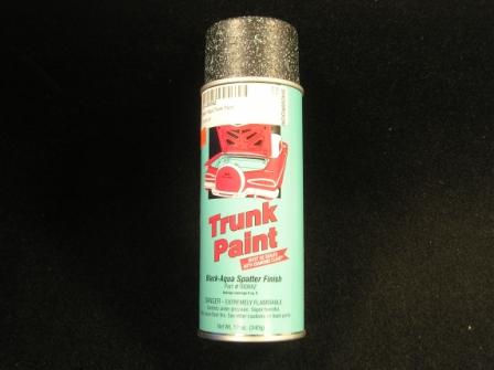 Black / Aqua Trunk paint, single can.  Match original multi-color spatter finishes with this trunk paint.  Must be sealed with Clear Acrylic Sealer, or Diamond Clear for painted surfaces. 12 ounce can