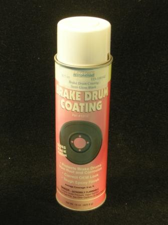 Brake Drum Coating - semi gloss black 15 oz aerosol can - enough for four drums.  Works over bare metal or over corroless rust stabilizer.  Resists chips, salt and corrosion.