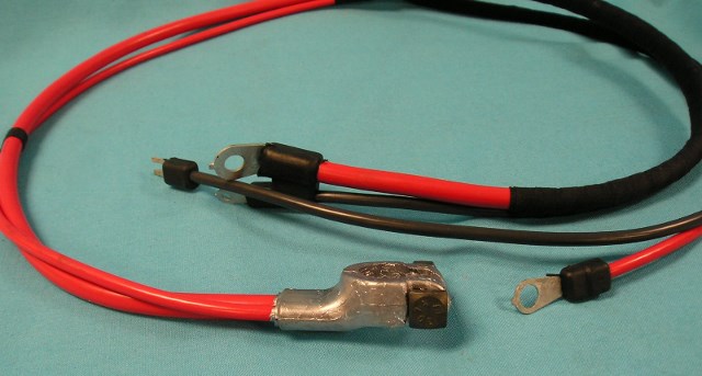 Positive Battery Cables  Small Block V8 - 1 piece molded starter lug.  (Exact Reproduction Battery cable down to the smallest most intricate detail on the head. Not like others on the market, these cables are correct down to the bolt and nut on the head.) (discount exempt)