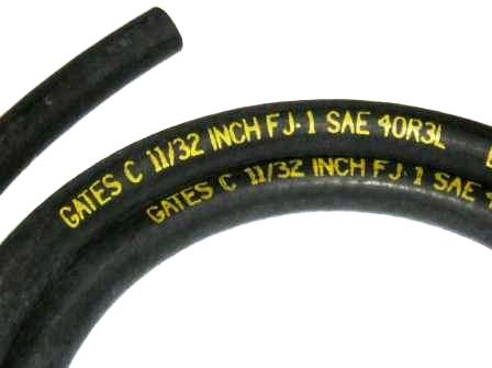 This hose was used from the power brake booster to the intake mainfold or on the PCV valve. 11/32" Gates PCV/Booster hose, marked & date-coded 01019 (Jan 69). Same diameter as original! Sold by the foot.