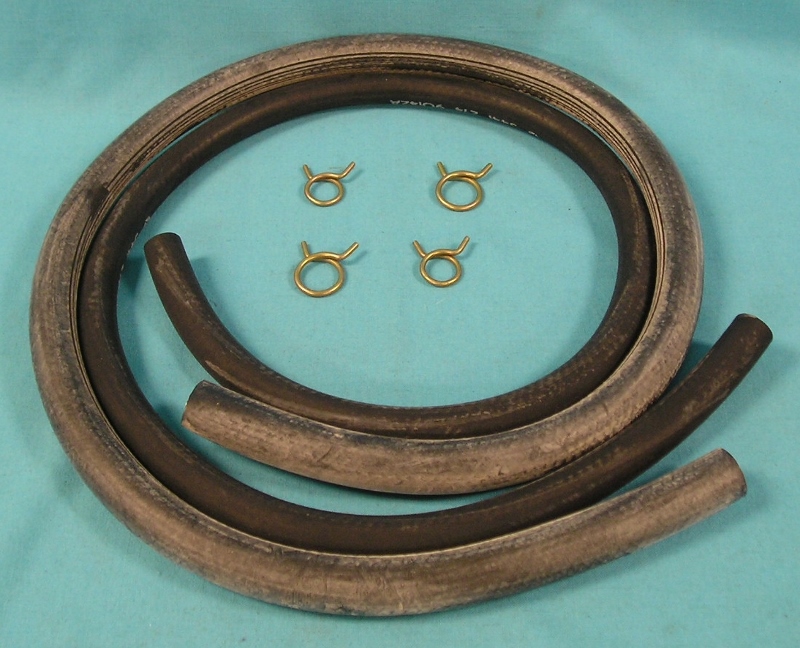 Heater Hose Set - (without A/C). Includes one, 4ft. 1/2" grooved hose with a pentastar, vendor code 83044 and part number 3441274 and one, 5ft. 5/8" ribbed hose with the Mopar logo, vendor code 90142A and part number 2837398 - Reproduction