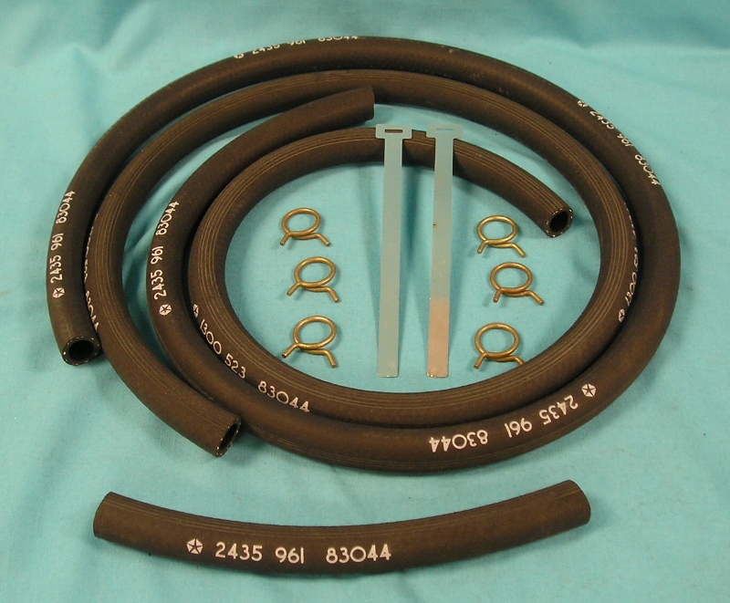 Heater Hose Set - (with A/C).  Includes two grooved 5ft. 5/8" hoses with a pentastar, vendor code 83044. Original part number 1300 523 - Reproduction