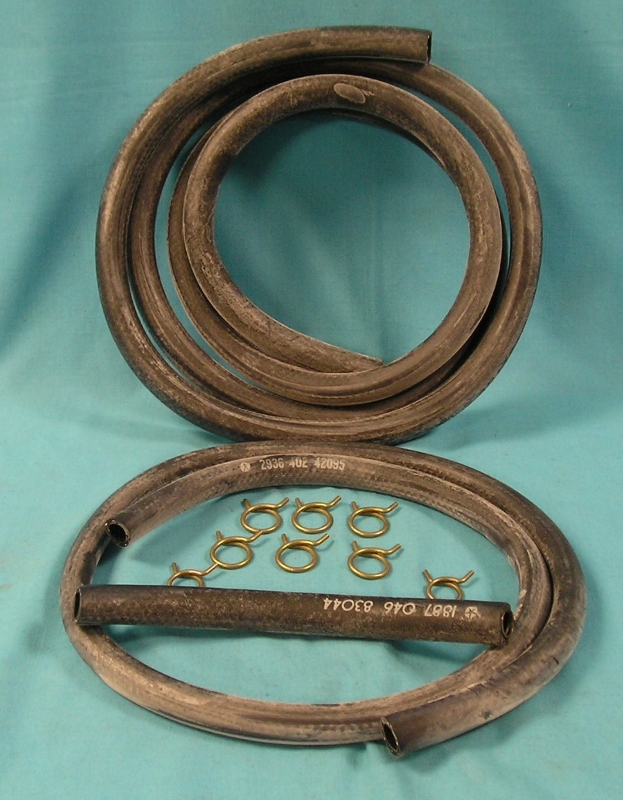 Heater Hose Set - (with A/C). Includes one 5ft. 1/2" hose with part number 3441274 and one 5ft. 5/8" hose with part number 1343689. Each hose is grooved and features a pentastar and vendor code 83044 - Reproduction