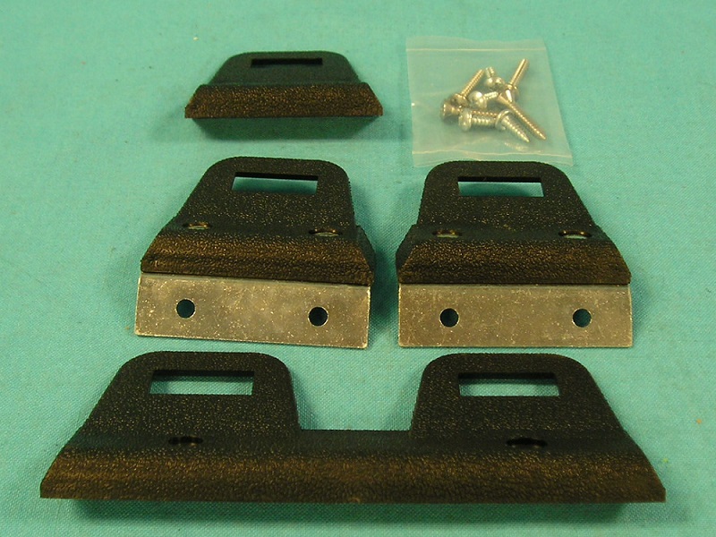 Seat Belt Clip Set - Front / Rear set w/screws for cars with front bucket seats - 4-pc kit. Black