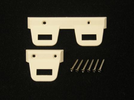 <b>White</b> Seat Belt Clip Set (2 piece kit). Front Bench Seat 1968-69 A & B-Body, 1970 Some applications.