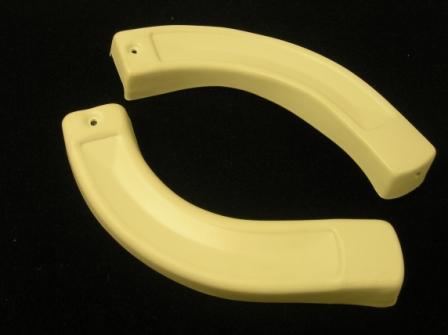 Seat Hinge/Frame Covers Bench Seats <b>White/Pair</b> (Also fits <i>SOME</i> 2dr C-body cars, but not all. Please see pictures to verify this part is correct prior to ordering)
