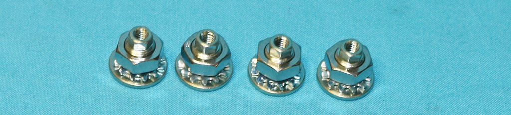 Adjustment Bolts Spoiler Mounting / Adjustment Bolts - This set of (4) special bolts, nuts and washers 'clamp' the studs of the wing style spoiler to the under deck lid brackets.  All pieces are finished in the correct nickel plating - Reproductions