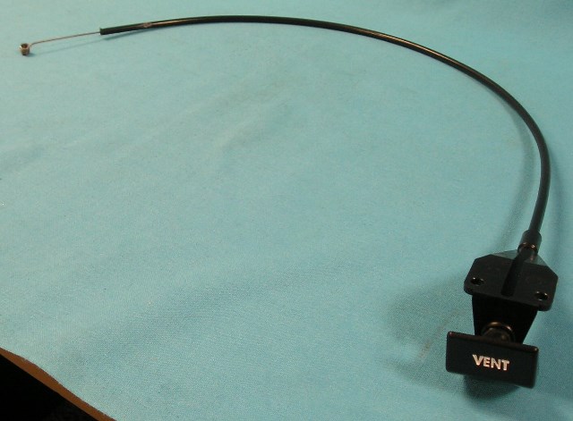 Passenger Side Vent Cable. Square handle with incised, White “VENT” lettering