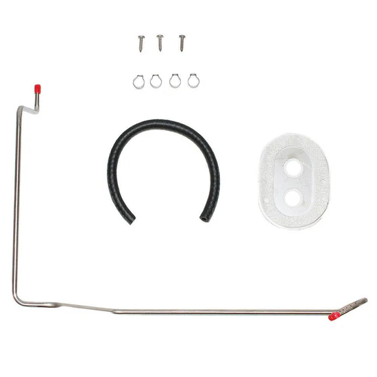 Fuel Tank Vent Line. Reproduction vent line kits, includes stainless-steel baseplates, vent tube, 1-foot of 1/4" vapor hose, four clamps and 2 grommets. (models with the vent tube on the filler neck) (stainless)