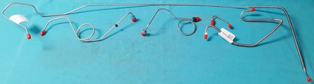 Front Brake Line Kit - Power disc, cars without valve #4, Right front line routed over frame rail, 5 line set, stainless steel
