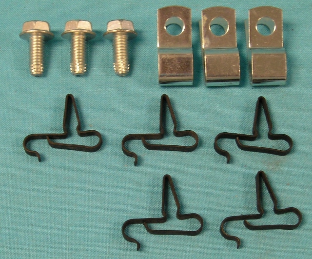 5/16" + 5/16" fuel line clip set, 8 clips, 3 bolts