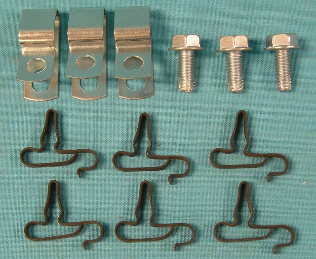 3/8" + 5/16" fuel line clip set, 9 clips, 3 bolts