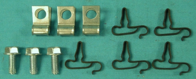 5/16" single fuel line clip set, 8 clips & 3 bolts