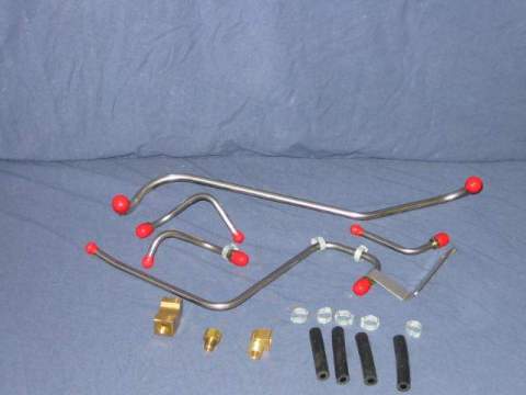 Fuel tank to pump lines - B-Body 426 Hemi, 5 lines, tee, hoses & clamps, stainless steel