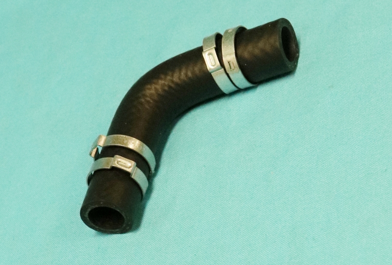 Fuel Vent Pipe Rubber Elbow with (4) factory original mounting clamps included.  (2 per car needed).