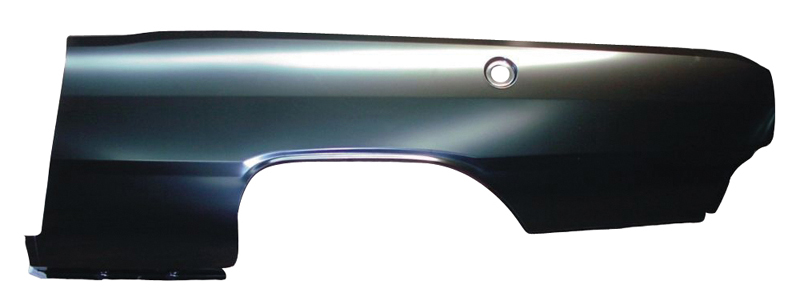 Drivers Side - These Dart skins run from the bottom edge of the quarter panel to the topside of the car. They extend from the tail panel to the door jamb (like the factory units) and turn in about 1" into the jamb. These skins also include the small tabs to which the rear valance attaches.  Measure 85" long by 28" tall. Shipped truck Freight