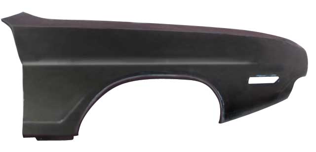Challenger Right Front Fender, TRUCK FREIGHT REQUIRED.  Technically correct only for the 1970 - these are the same fender for 1971 except for an extra not in the corner of the fender for 1970 that was not their for 1971 so removal of that notch is needed to make them work for the 1971 year. - discount exempt