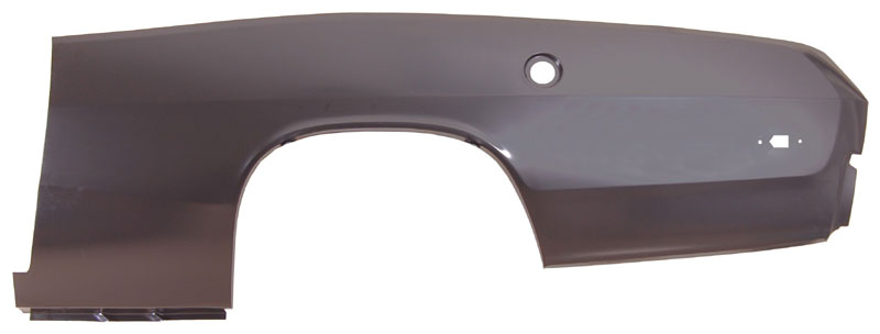 Drivers Side - These skins run from the bottom edge of the quarter panel to the top side of the car. They extend from the tail panel to the door jamb (like the factory units) and turn in about 1" into the jamb. All models include cutouts for side marker lights. These quarter skins do not include the tabs to mount the rear valance. Due to the size of this product, they are shipped by truck.   Measurements are 82" long by 32" tall.