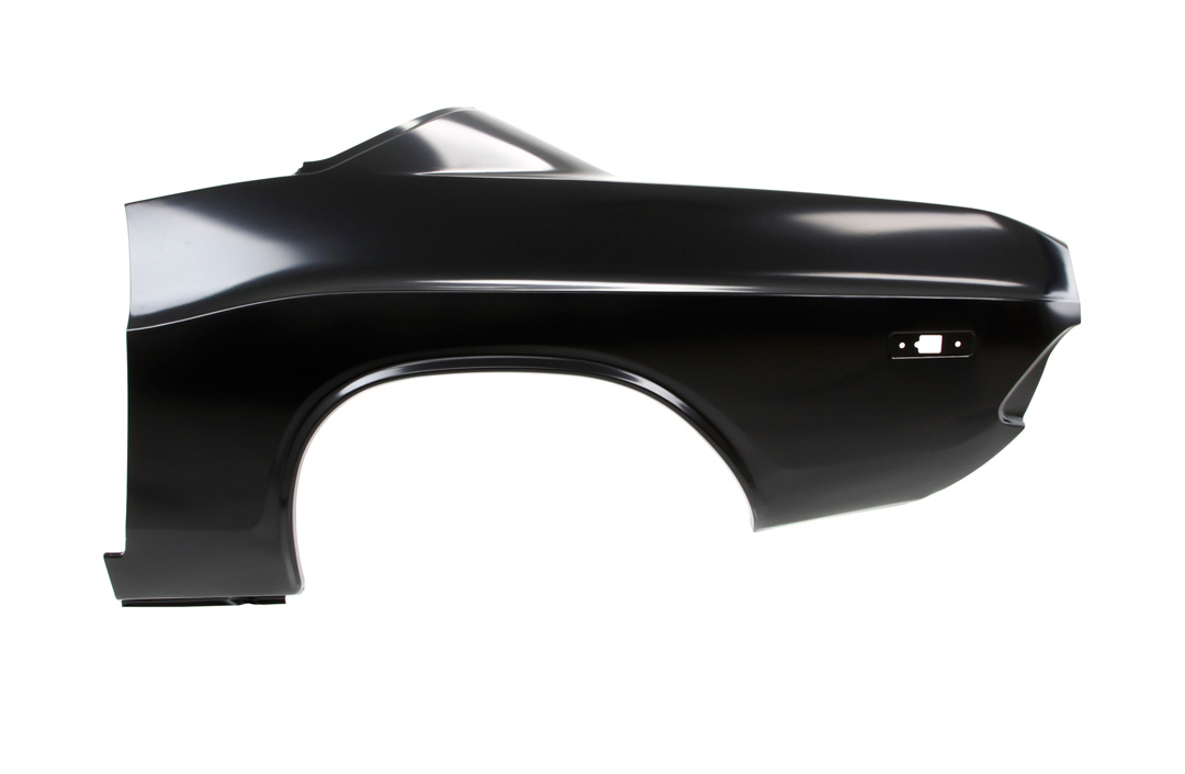 Drivers side OEM FULL Quarter Panel. Measures 32" tall by 67" long. Due to the size of this product, they are shipped by truck.
