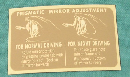 Rear view mirror sticker - Prismatic Mirror Adjustment Instructions
